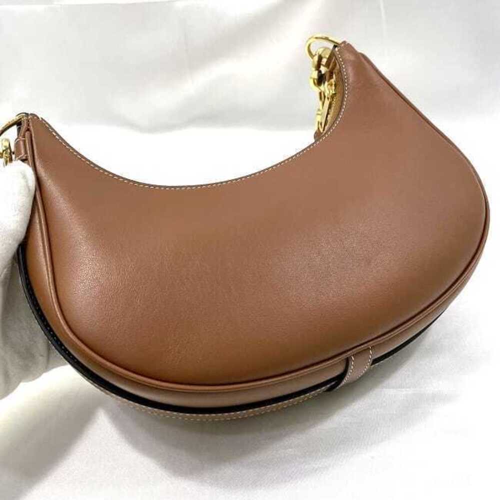 Celine Shoulder Bag Ava Strap Brown Hobo Leather Shoulder Zipper Logo One Point - Picture 6 of 10